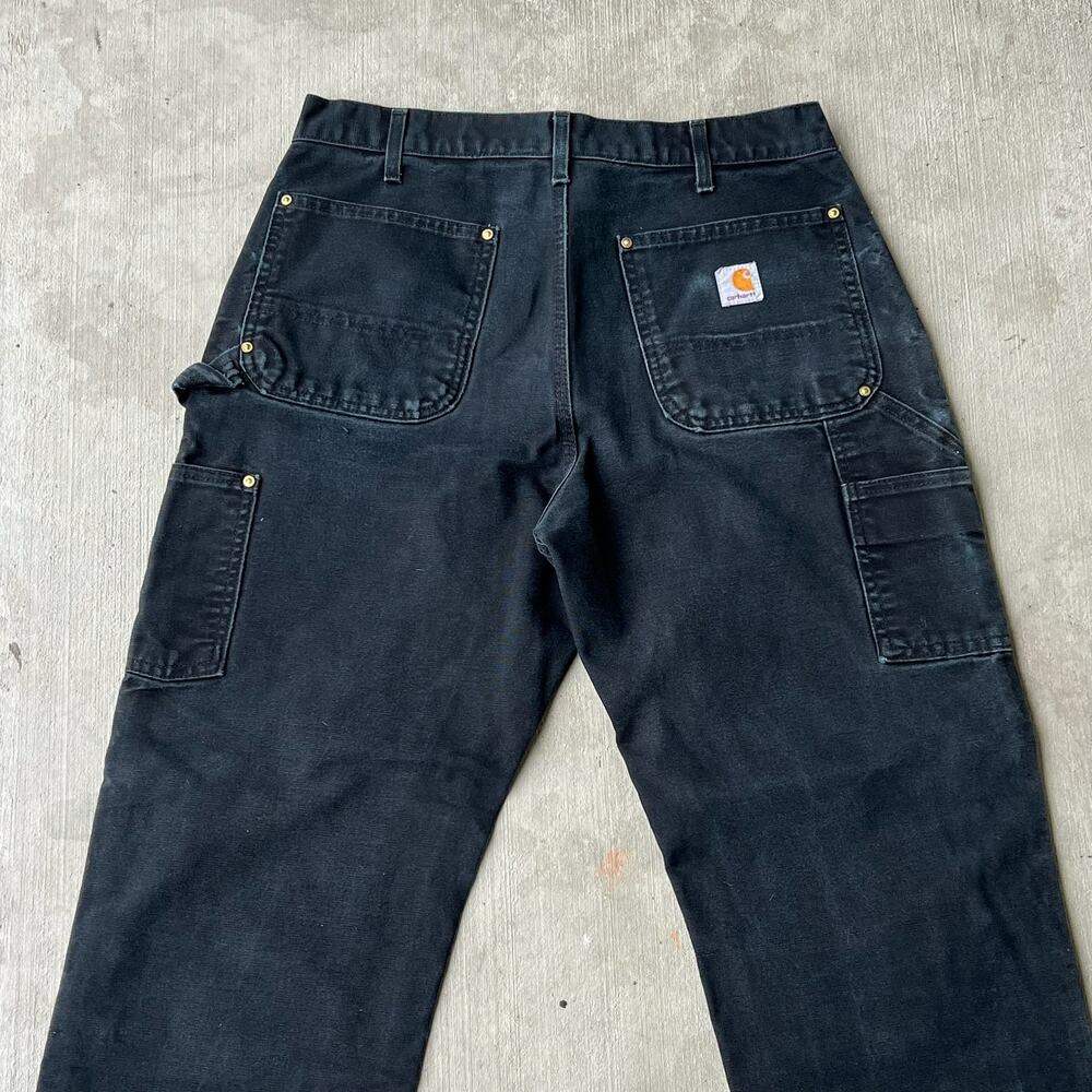 Carhartt faded black double knee work wear carpenter pants - Picture 5 of 7